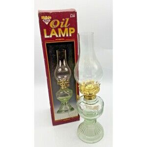 Vintage Nicole Quality Clear Glass Oil Lamp Model CND-170 NEW W/Box 12.5"